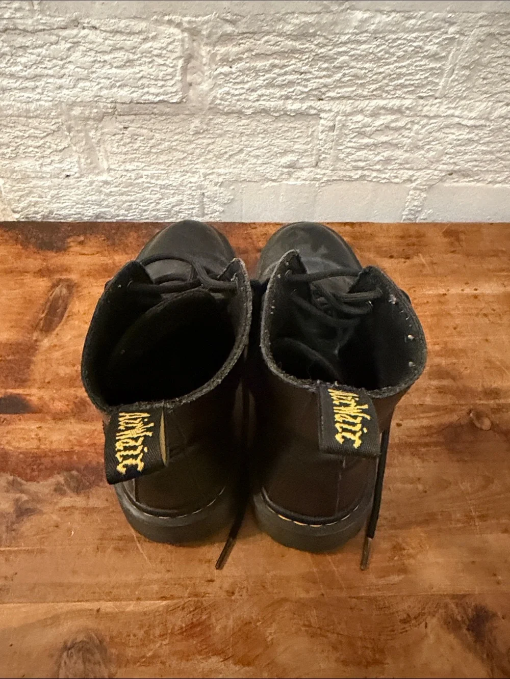 Doc Martins Black Leather Lace-Up Combat Boots with Lug Sole